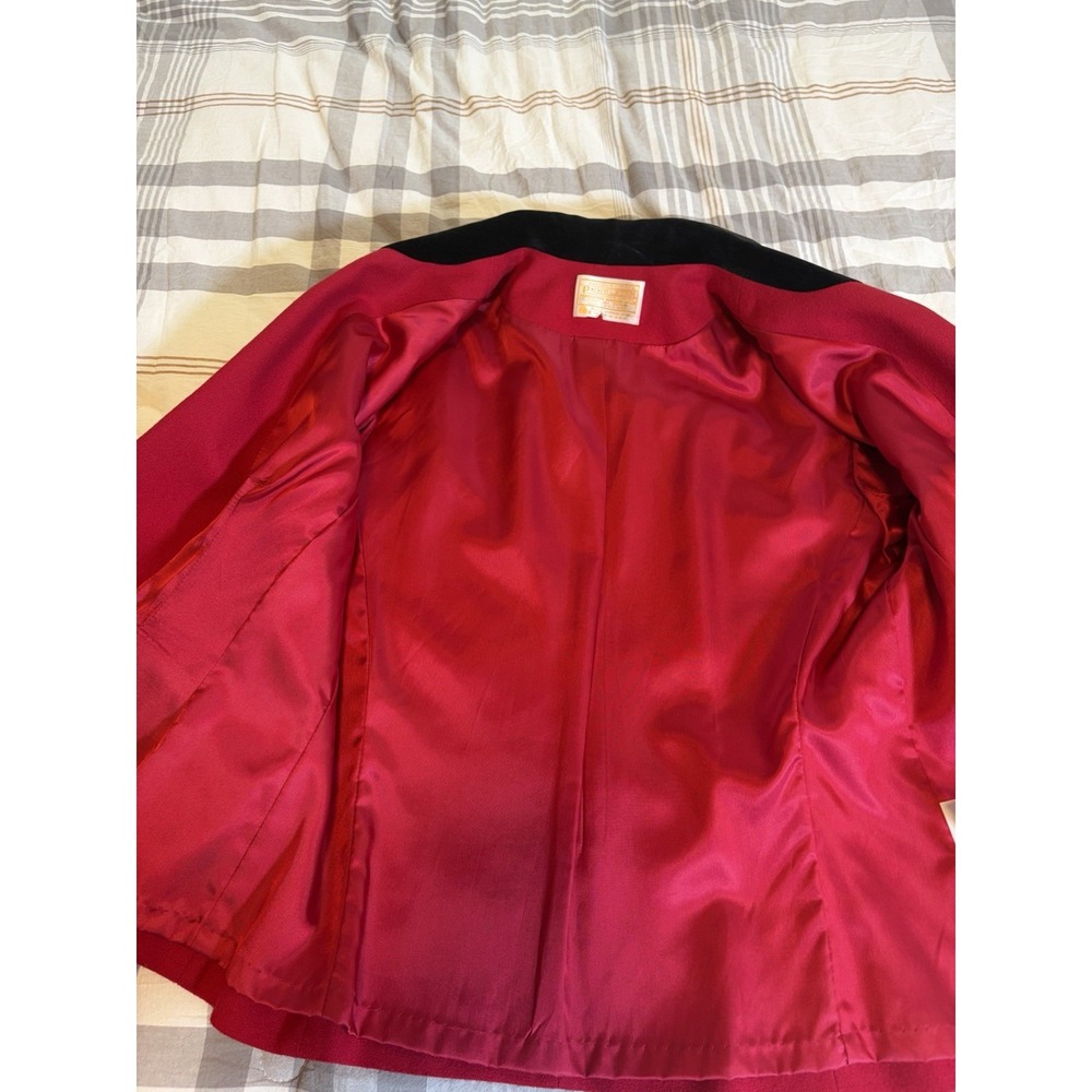 Vtg Pendleton Red Virgin Wool Riding Jacket~Sz 8~Velvet Collar Tailored Luxury - Picture 10 of 16